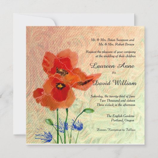 Poppies Custom bruiloft uitnodiging (Voorkant)