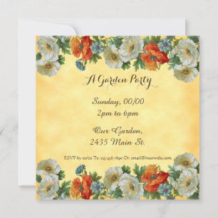 Poppies Custom Garden Party Vierkante Uitnodiginge Kaart