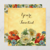 Poppies Custom Tuin Party Square uitnodigingen (Voorkant / Achterkant)
