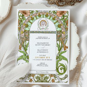 Poppies & Daisies Art Nouveau bruiloft Kaart