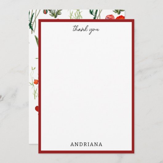 Poppies d'aquarelle rouge Florals Merci (Devant / Derrière)