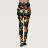 Poppies de pavot orange et noir Leggings d'art flo (Dos)
