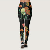 Poppies de pavot orange et noir Leggings d'art flo (Dos)