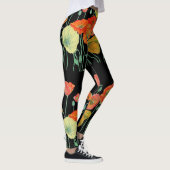 Poppies de pavot orange et noir Leggings d'art flo (Droite)