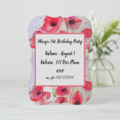 Poppies de pavot rouge Floral Invitation 21e anniv (Debout devant)