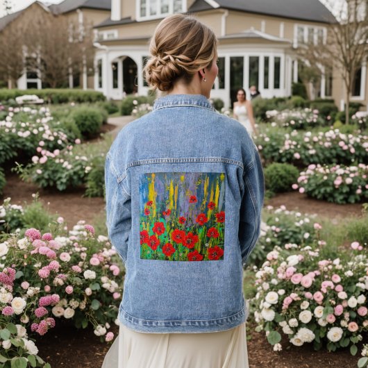 Poppies denim jeans jas jacket (Huwelijk Achterkant)