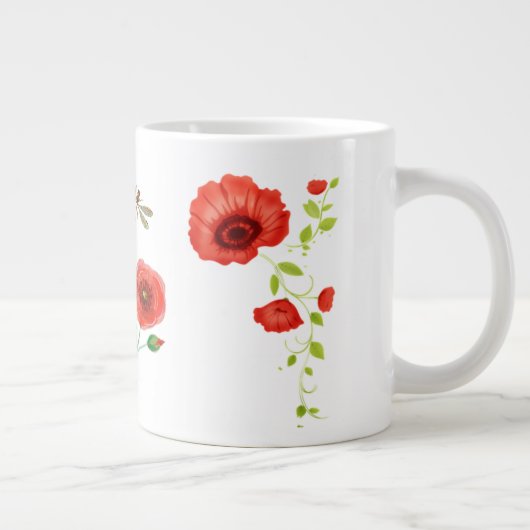 Poppies en libellen, gepeld extra grote beker (Rechts)