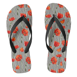 Poppies- en strepenpatroon teenslippers
