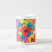 Poppies et fleurs de Cornouailles d'os Chine Mug (Devant)