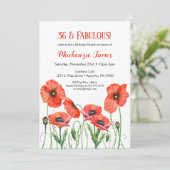 Poppies Floral Invitation Anniversaire Adulte Popp (Debout devant)