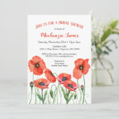 Poppies Floral Nuptiale Invitation Aquarelle (Debout devant)