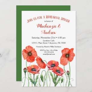 Poppies Floral repesal Dinner Brunch Uitnodiging