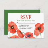 Poppies Floral RSVP réponse Mariage (Devant / Derrière)
