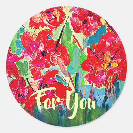 Poppies For You Ronde Sticker (Voorkant)