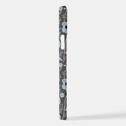 Poppies Grey Blue Black Waterverf Flowers iPhone iPhone Hoesje (Rechterkant)