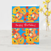 Poppies grote bloemkunst rood sinaasappel kaart (Gele Bloem)