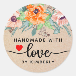 Poppies Handgemaakt met Love Classic Round Sticker