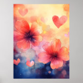 Poppies & Hearts – Romantisch Waterverf Art Poster (Voorkant)