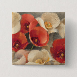 Poppies in Full Bloom Vierkante Button 5,1 Cm