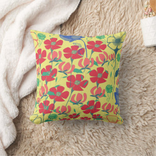 Poppies Jardin Coussin Jaune