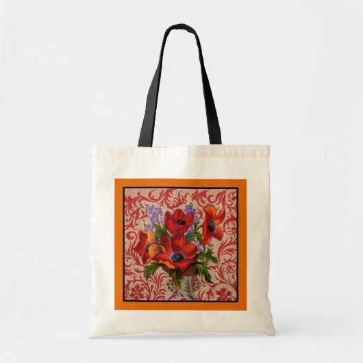 Poppies met een Oranje Border Canvas tas (Voorkant)