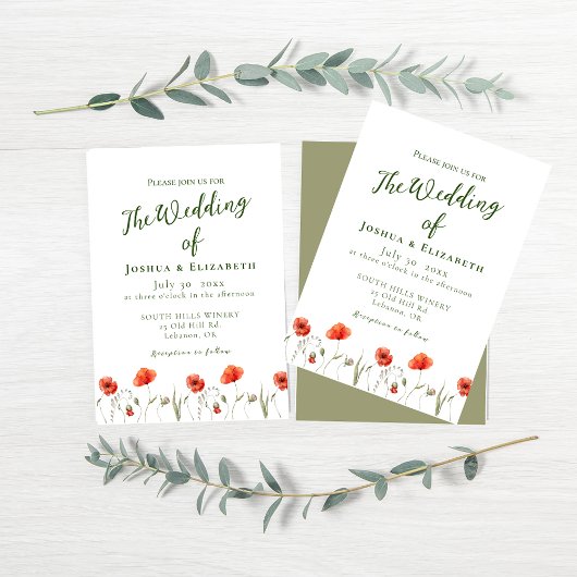 Poppies minimalistes modernes Invitations de maria