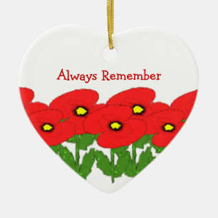 Poppies Ontwerp Gepersonaliseerde Herinnering Keramisch Ornament