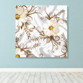 Poppies op Satijn Stretched Canvas Print (Insitu (Houten vloer))