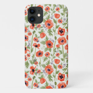 Poppies Oranje Floral Pattern iPhone 11 Hoesje