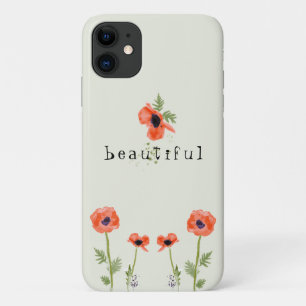 Poppies Oranje Waterverf Floral met naam iPhone 11 Hoesje