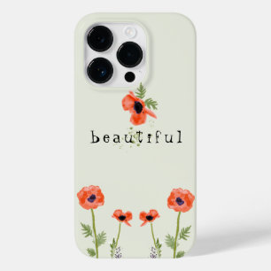 Poppies Oranje Waterverf Floral met naam Case-Mate iPhone 14 Pro Hoesje