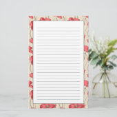 Poppies Patroon Retro Briefpapier (Staand voorkant)