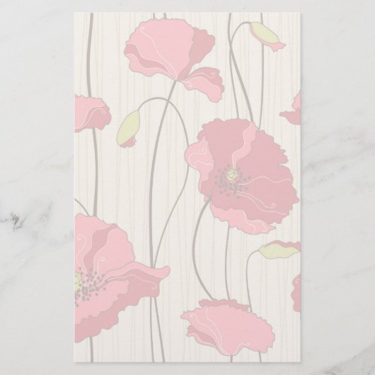 Poppies Patroon Retro Briefpapier (Voorkant)