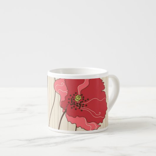 Poppies Patroon Retro Espresso Kop (Voorkant rechts)