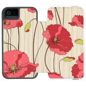 Poppies Patroon Retro Incipio iPhone Portemonnee Hoesje (Agenda Open)