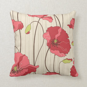 Poppies Patroon Retro Kussen