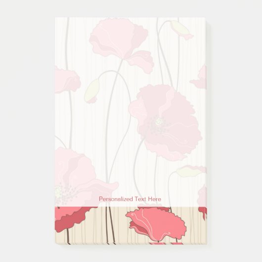 Poppies Patroon Retro Post-it® Notes (Voorkant)