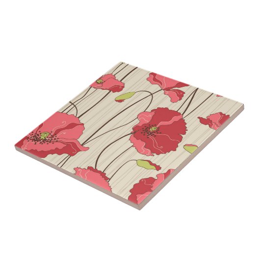 Poppies Patroon Retro Tegeltje (Zijkant)