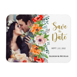 Poppies Photo Wedding Save the Date Magnet Magneet