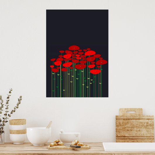 Poppies Poster noir (Cuisine)