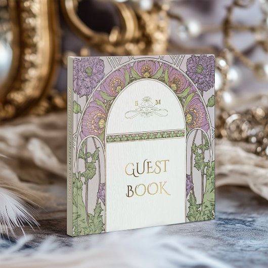 Poppies pourpres Gold Mariage Art Nouveau