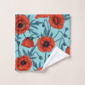 Poppies, rouge et bleu sur le bleu de la piscine (Gant de toilette)