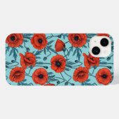 Poppies, rouge et bleu sur le bleu de la piscine (Verso Horizontal)