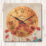 Poppies rouges Floral Rustique Monogramme Horloge<br><div class="desc">Poppies rouges Monogramme floral rustique Horloge murale Poppies rouges Monogramme floral rustique Horloge murale Nom de famille ou monogramme personnalisé et année établie Poppies rouges Floral Rustique Monogramme Horloge murale dans un style rustique à la mode florale avec une face d'horloge latine sur un décor rustique avec des pavots rouges....</div>