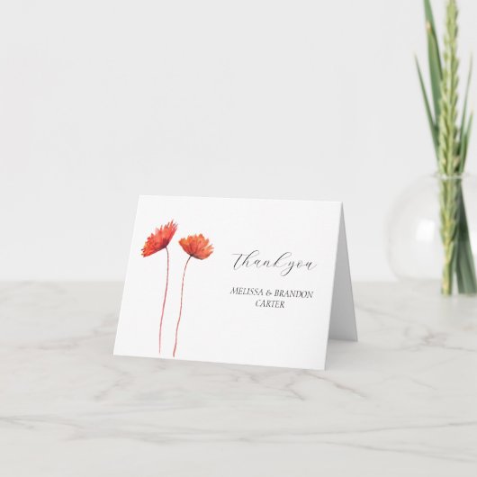 Poppies rouges Pavot Fleur Floral Mariage Merci (Devant)