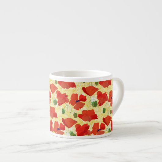 Poppies rouges sur Cornfield Espresso Mug jaune (Devant droit)