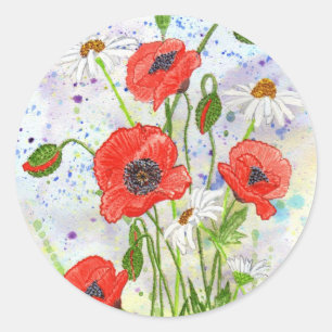 Poppies-sticker Ronde Sticker