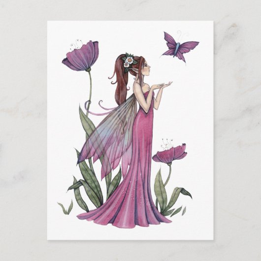 Poppies van Amethist Fairy en Butterfly Briefkaart (Voorkant)