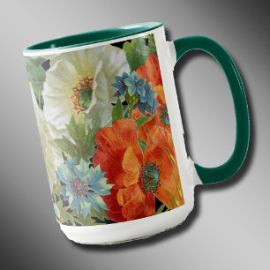 Poppies vintages et Cornouailles Mug Floral