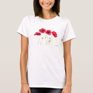 Poppies Waterverf Floral  Red Poppy T-shirt